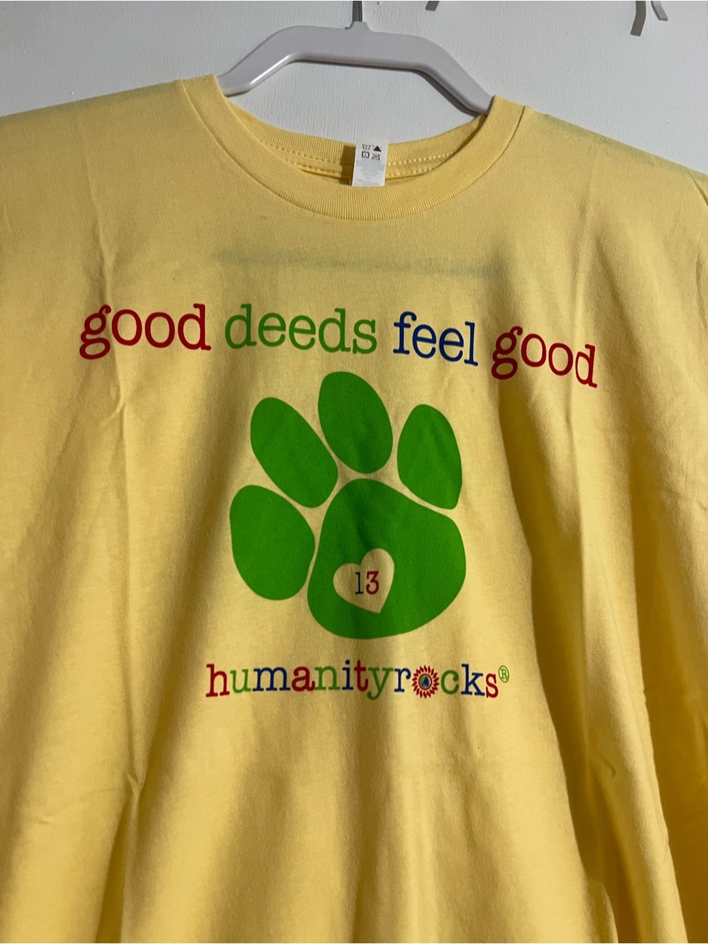 Small Yellow 'Good Deeds Feel Good' Dog Paw Tee